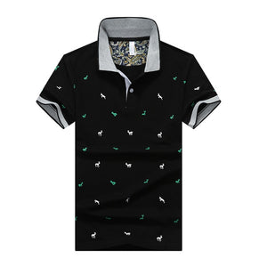 Polo Shirt  Cotton Solid Color Deer Print
