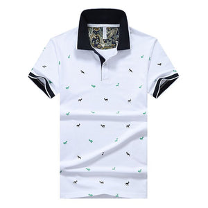 Polo Shirt  Cotton Solid Color Deer Print