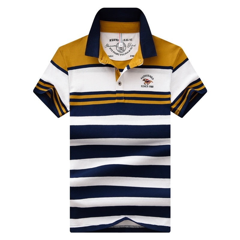 Striped 1988 Embroidery Men's Polo Shirt